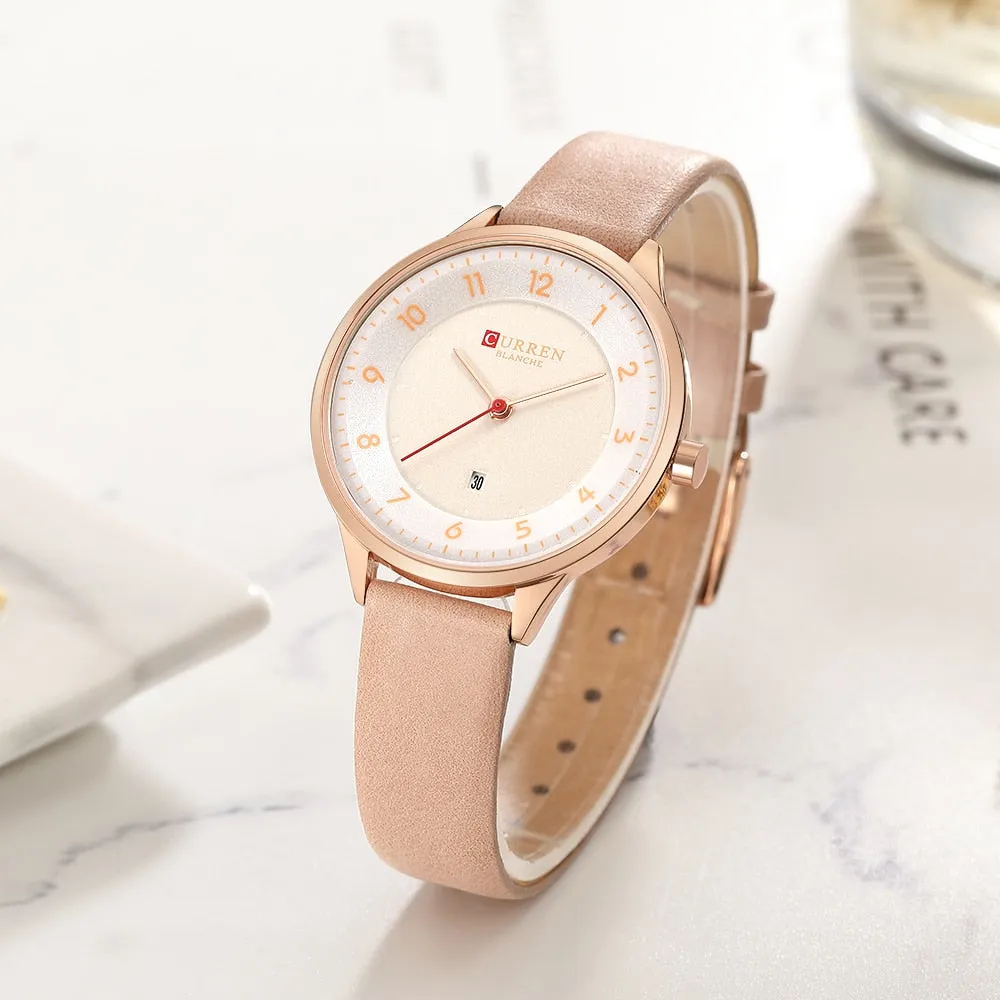 CURREN Brand Luxury Women Watches Ladies Wristwatch Ultra thin Quartz Leather Watch Woman Rose Gold Quartz-watch Clock