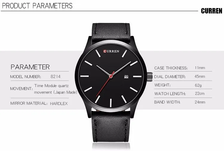 CURREN Fashion Simple Men Watch Top Brand Luxury Military Sport Wrist Watch Men Quartz Clock Mens Watches Waterproof Relogio