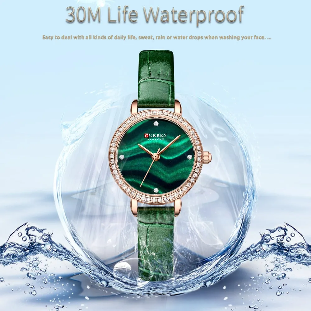 CURREN New 9083 Woman Watches 26mm Dial Green Bracelet Watches Top Brand Waterproof Women&#39;s Wristwatch relogio feminino