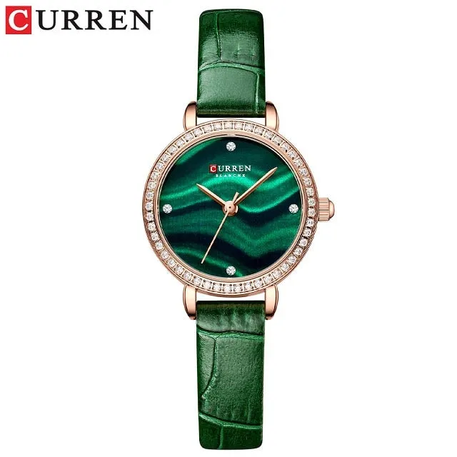 CURREN New 9083 Woman Watches 26mm Dial Green Bracelet Watches Top Brand Waterproof Women&#39;s Wristwatch relogio feminino