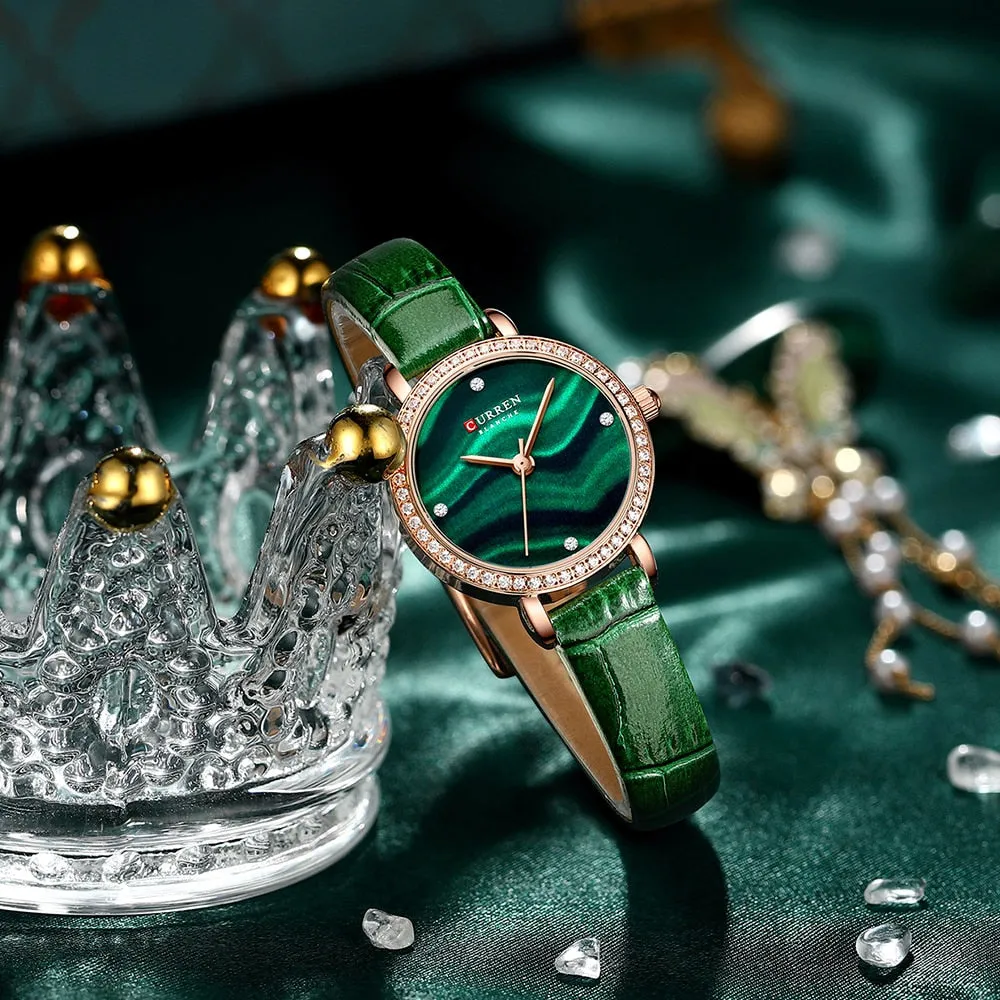 CURREN New 9083 Woman Watches 26mm Dial Green Bracelet Watches Top Brand Waterproof Women&#39;s Wristwatch relogio feminino