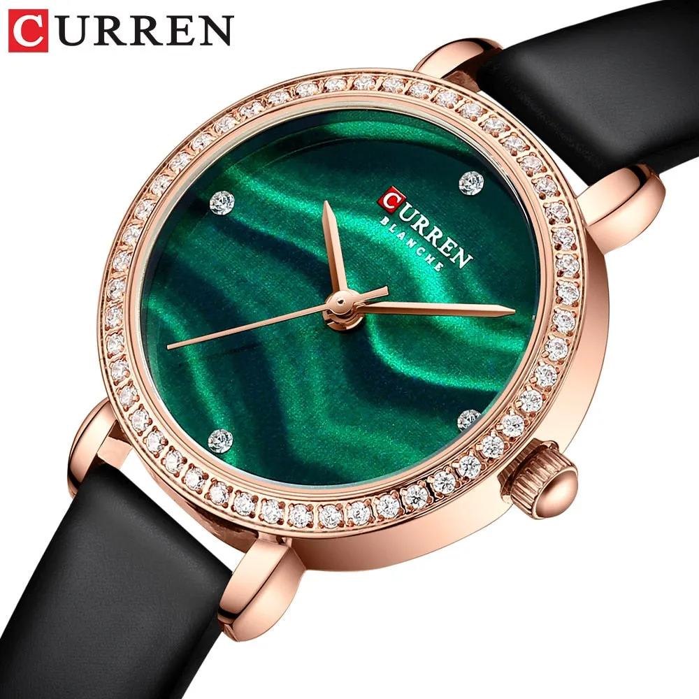 CURREN New 9083 Woman Watches 26mm Dial Green Bracelet Watches Top Brand Waterproof Women&#39;s Wristwatch relogio feminino
