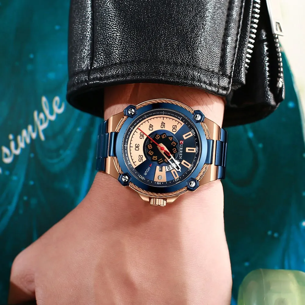 CURREN Watch Men Stainless Steel Sport Quartz Watches Top Brand Luxury Mens Fashion Waterproof Wrist Watches Relogio Masculino