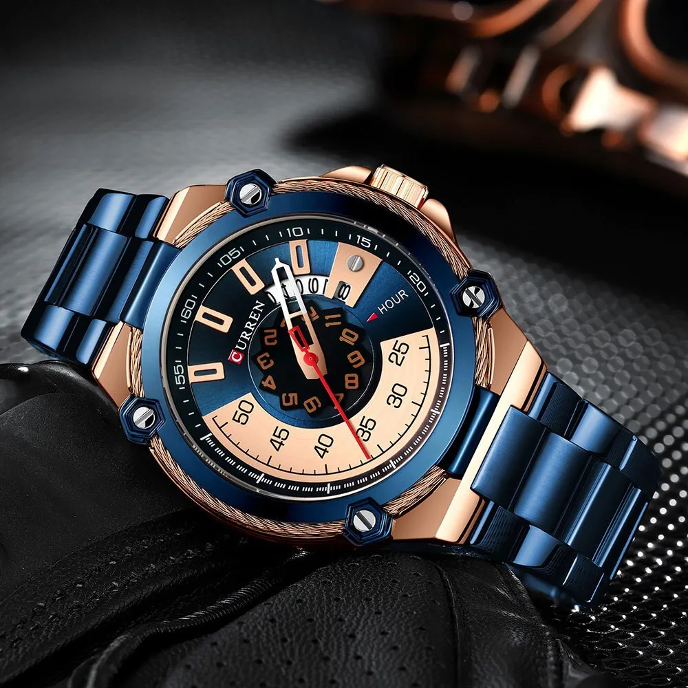 CURREN Watch Men Stainless Steel Sport Quartz Watches Top Brand Luxury Mens Fashion Waterproof Wrist Watches Relogio Masculino