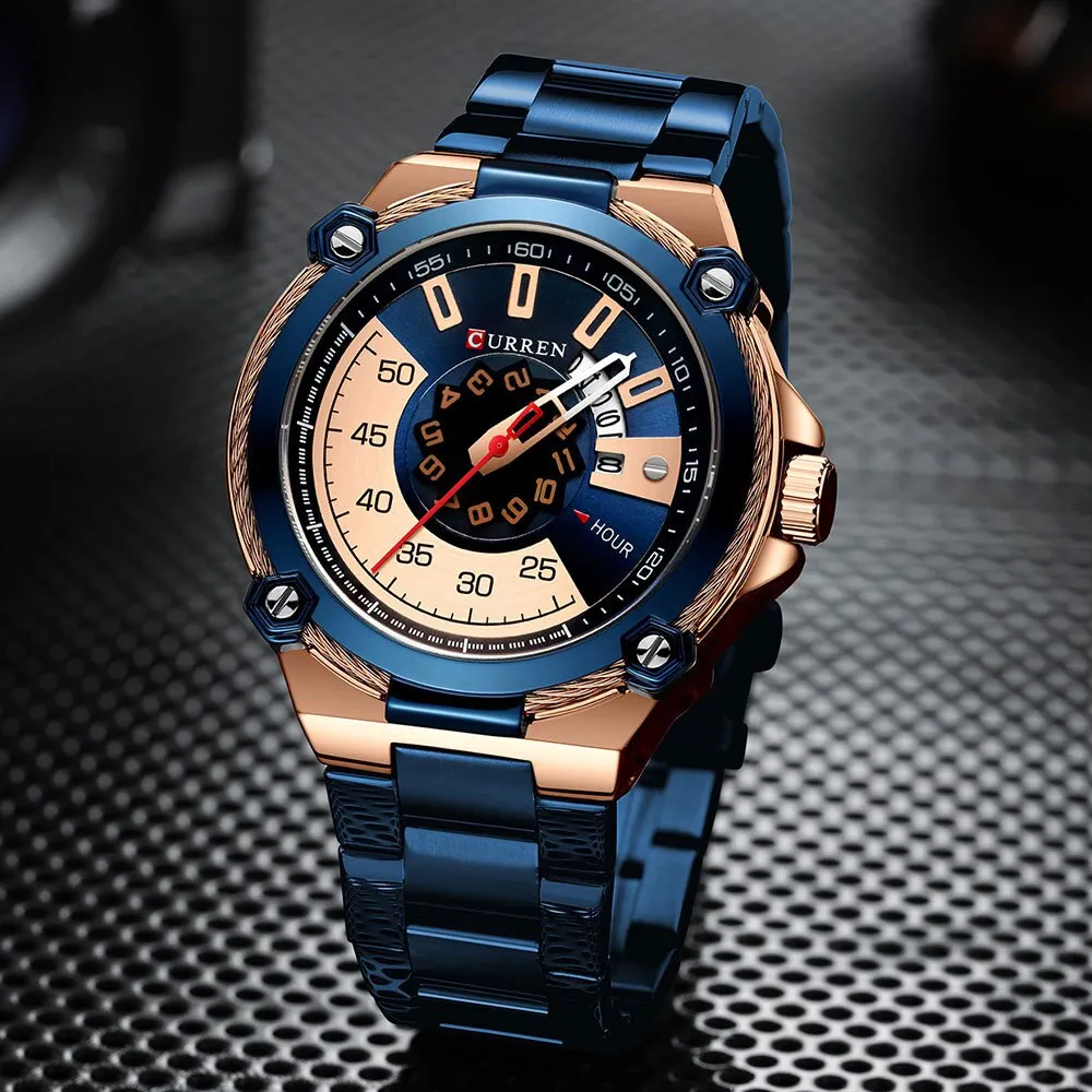 CURREN Watch Men Stainless Steel Sport Quartz Watches Top Brand Luxury Mens Fashion Waterproof Wrist Watches Relogio Masculino