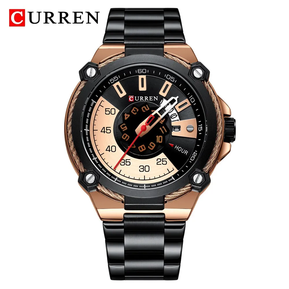 CURREN Watch Men Stainless Steel Sport Quartz Watches Top Brand Luxury Mens Fashion Waterproof Wrist Watches Relogio Masculino