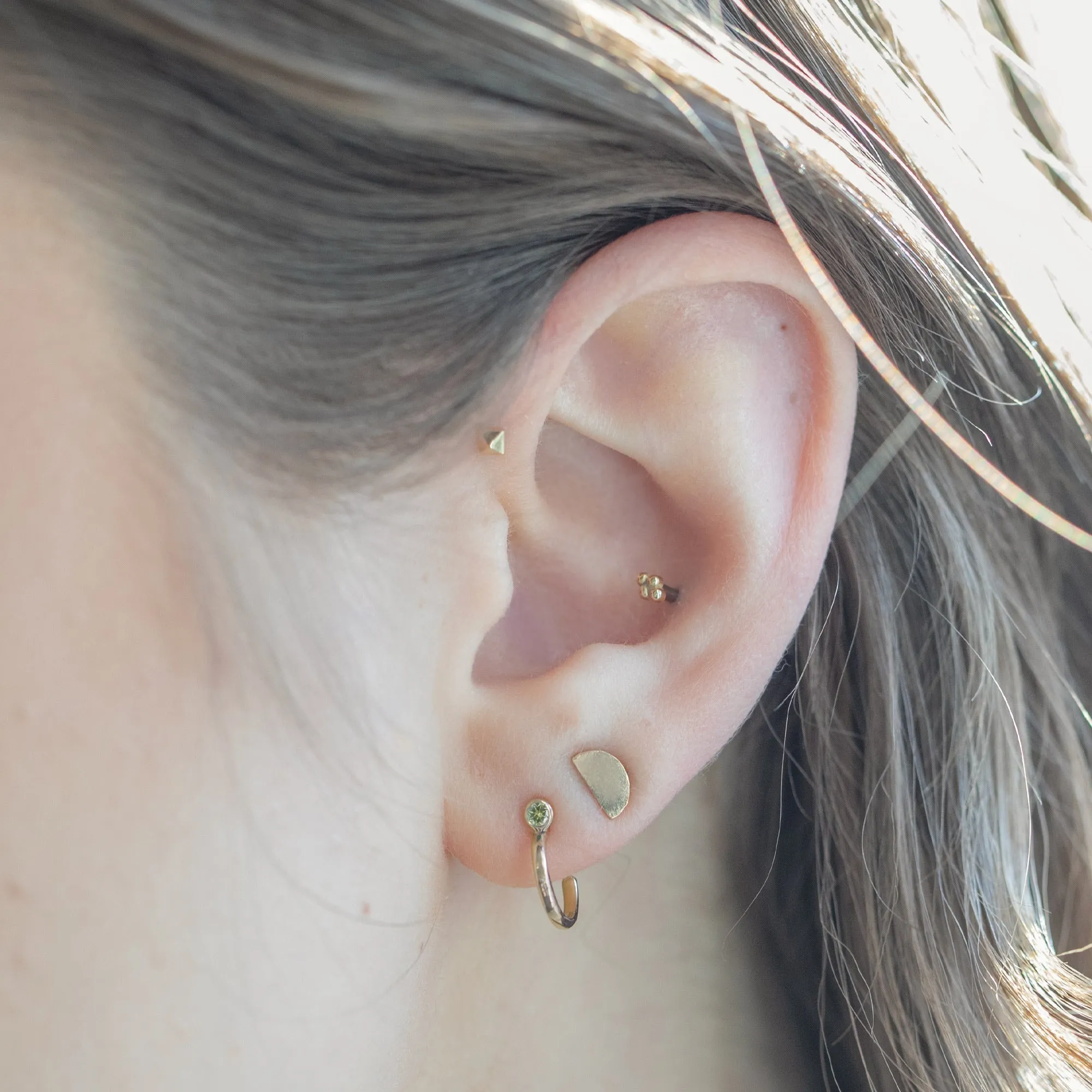 Custom Peridot Birthstone Hoop Earrings | 14K Yellow Gold