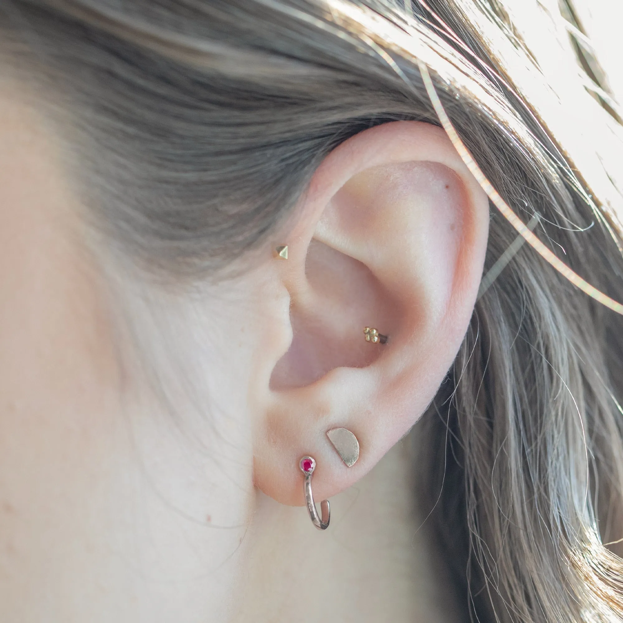 Custom Ruby Birthstone Hoop Earrings | 14K Rose Gold