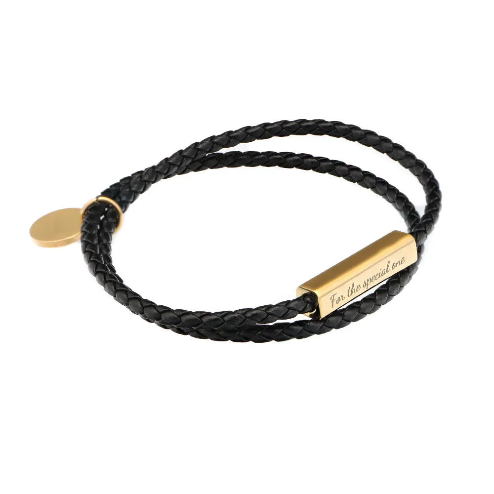 Customizable Name Design Ricordi Italian Leather Wrap Bracelet