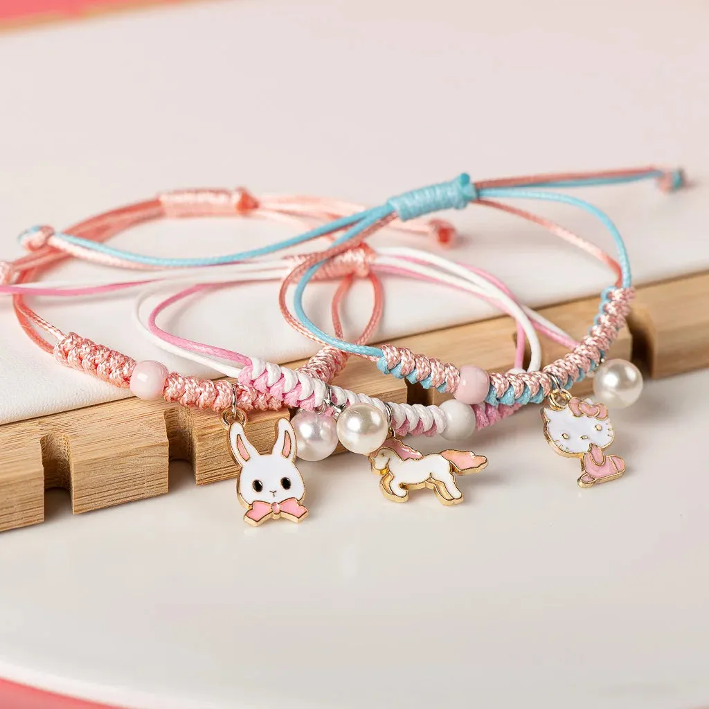 Cute Metal Drip Glaze Pendant Hand-Wowen Gift Bracelets Bangles For Women Girl Children Wholesale #MZ101