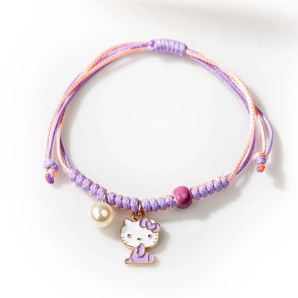 Cute Metal Drip Glaze Pendant Hand-Wowen Gift Bracelets Bangles For Women Girl Children Wholesale #MZ101