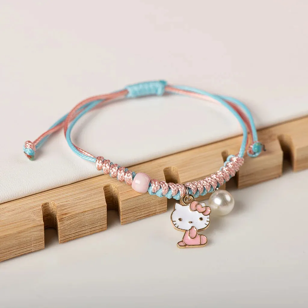Cute Metal Drip Glaze Pendant Hand-Wowen Gift Bracelets Bangles For Women Girl Children Wholesale #MZ101