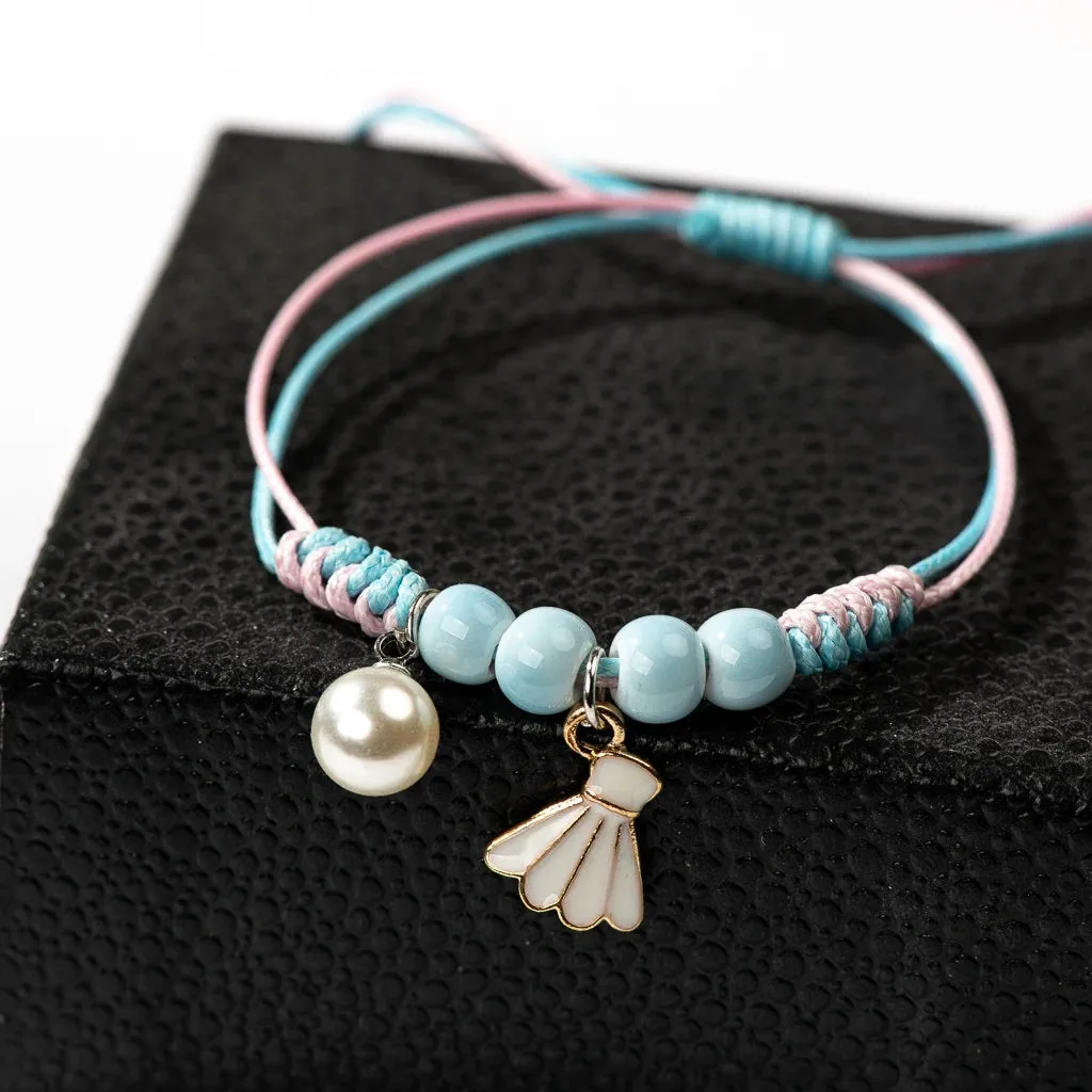 Cute Metal Drip Glaze Pendant Hand-Wowen Gift Bracelets Bangles For Women Girl Children Wholesale #MZ101