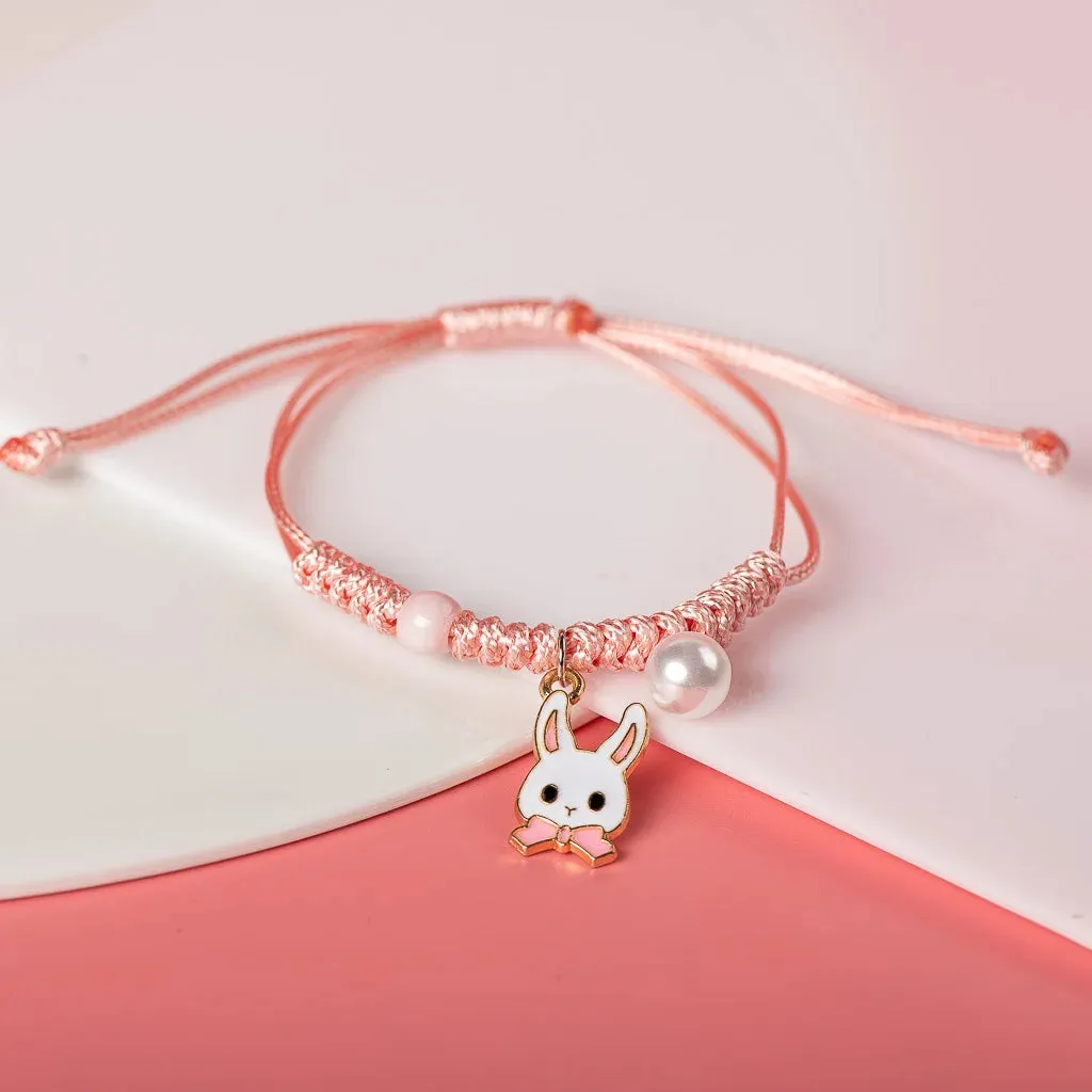 Cute Metal Drip Glaze Pendant Hand-Wowen Gift Bracelets Bangles For Women Girl Children Wholesale #MZ101