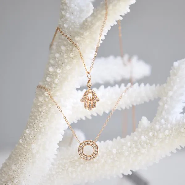 CZ Khamsa Necklace