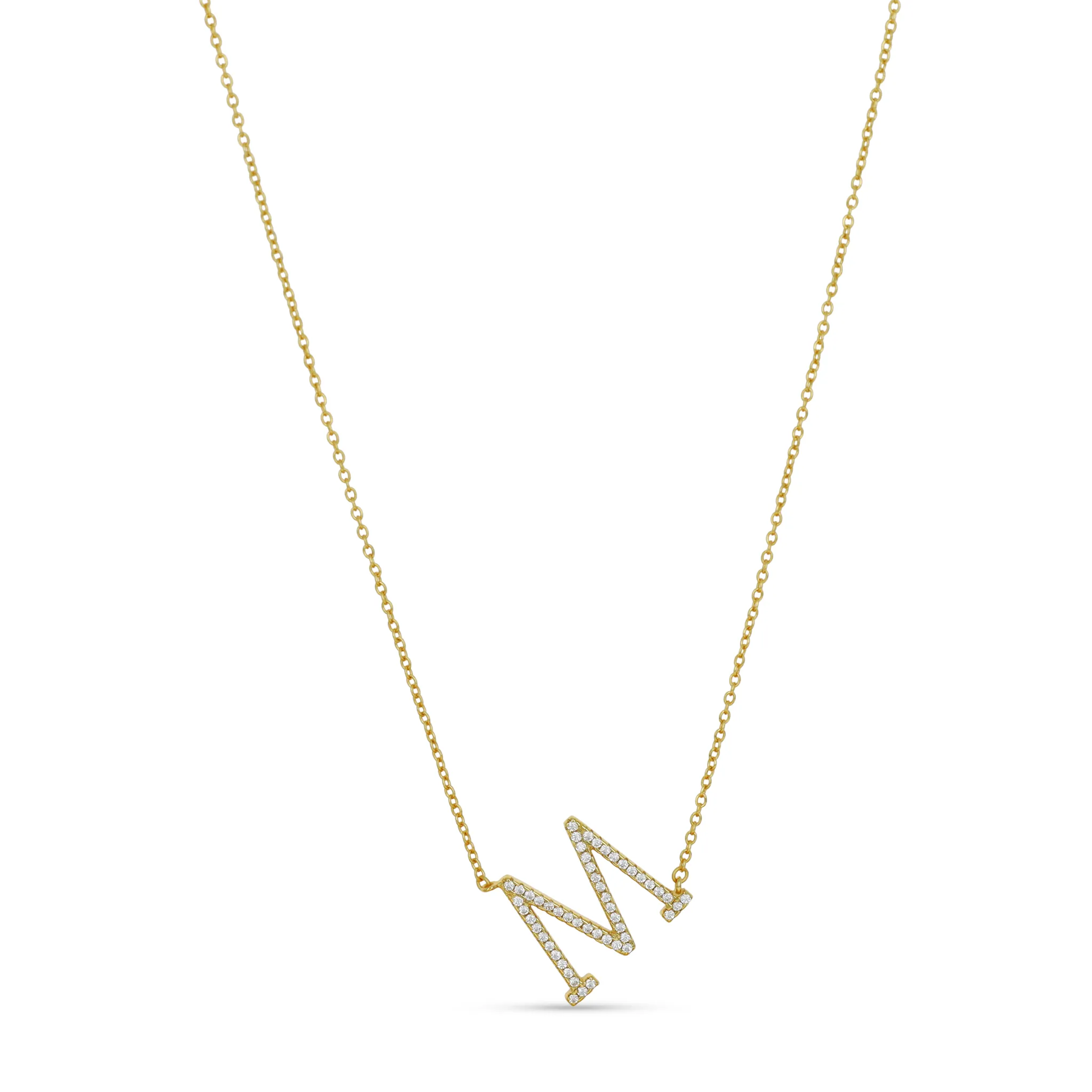 Cz Letter M Necklace