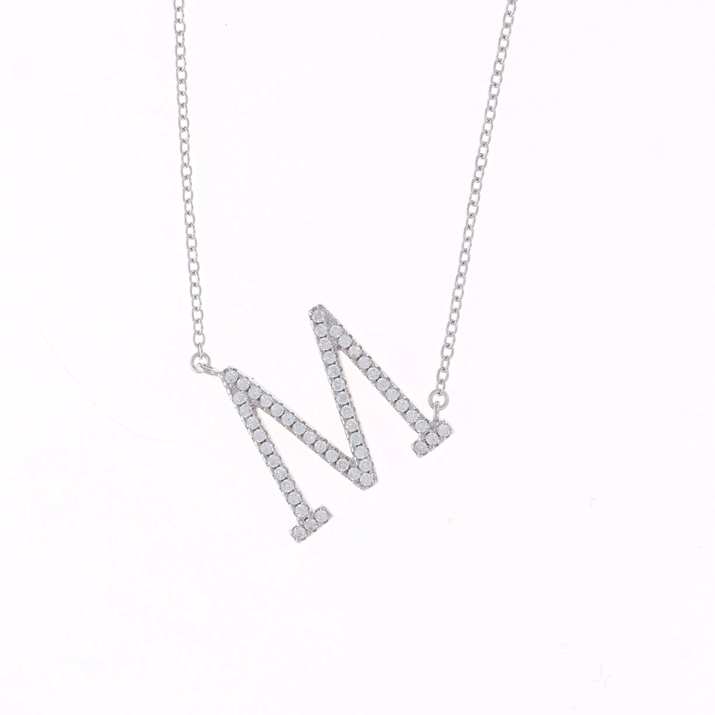Cz Letter M Necklace