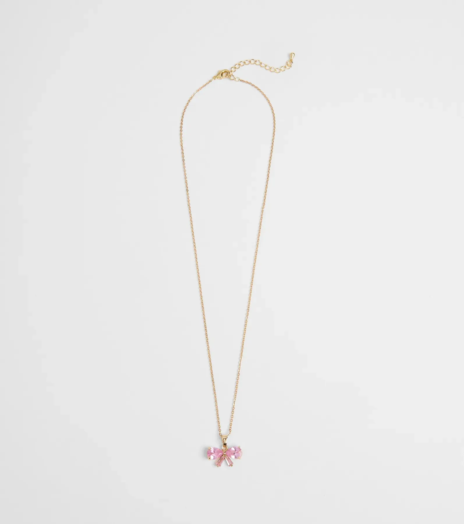 Dainty Glam Cubic Zirconia Bow Charm Necklace