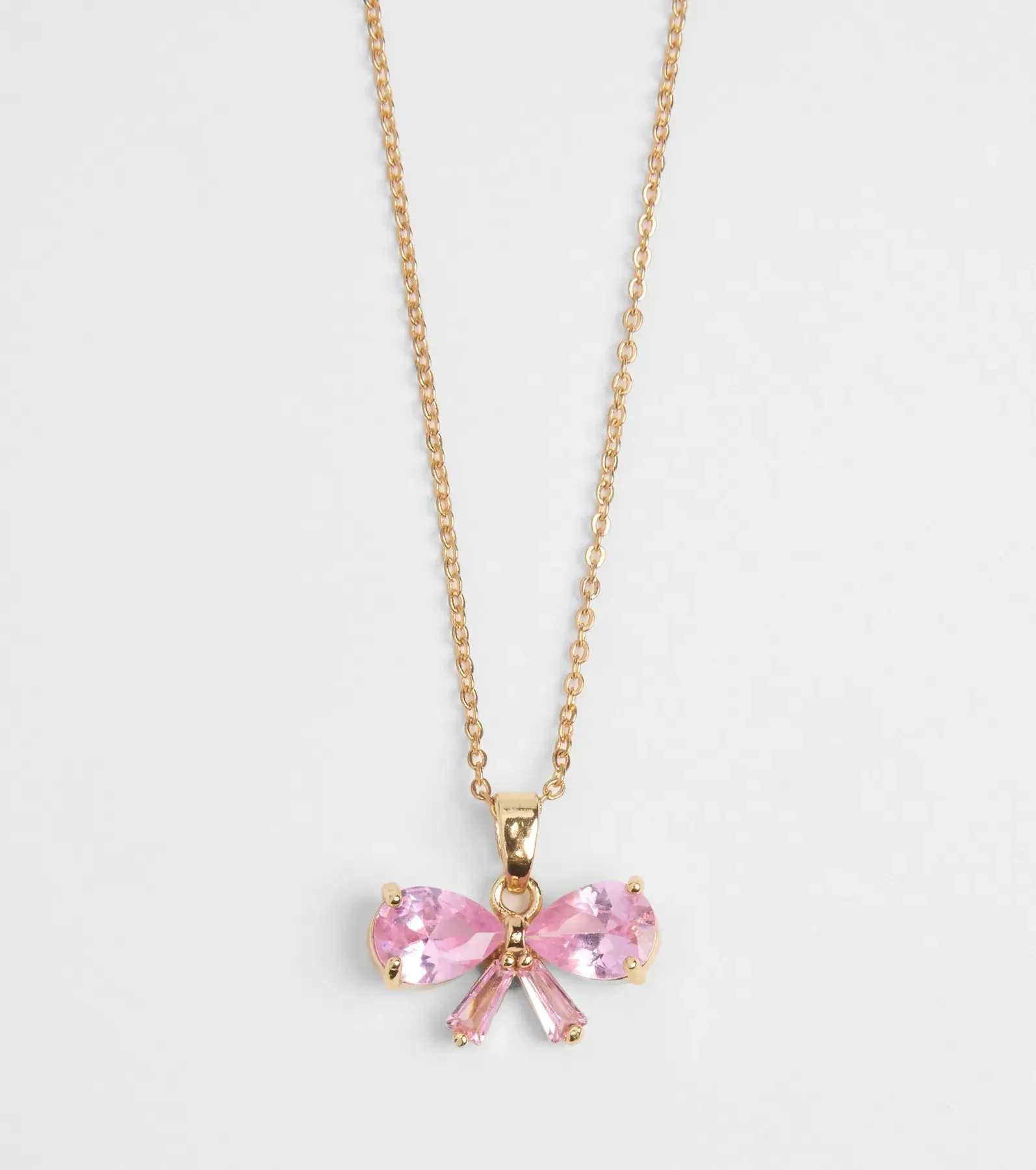 Dainty Glam Cubic Zirconia Bow Charm Necklace
