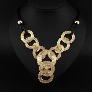 DanfosBlack Chain Weave Circle Metal Wire Chokers Colares Pendants Necklaces Statement Jewelry Collar collier femme N2929
