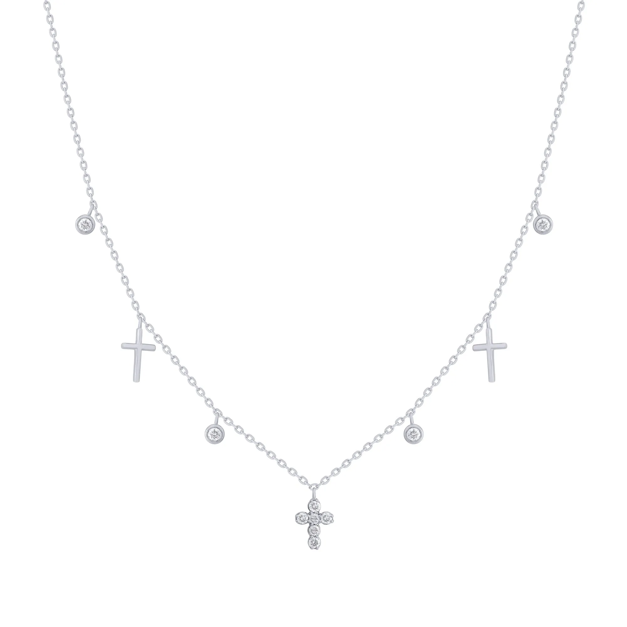 Dangling Diamond Bezel and Cross Necklace