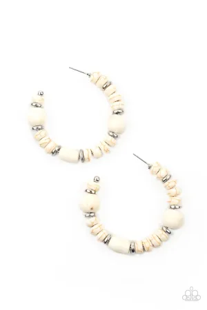 Definitely Down-To-Earth - White Paparazzi Earrings
