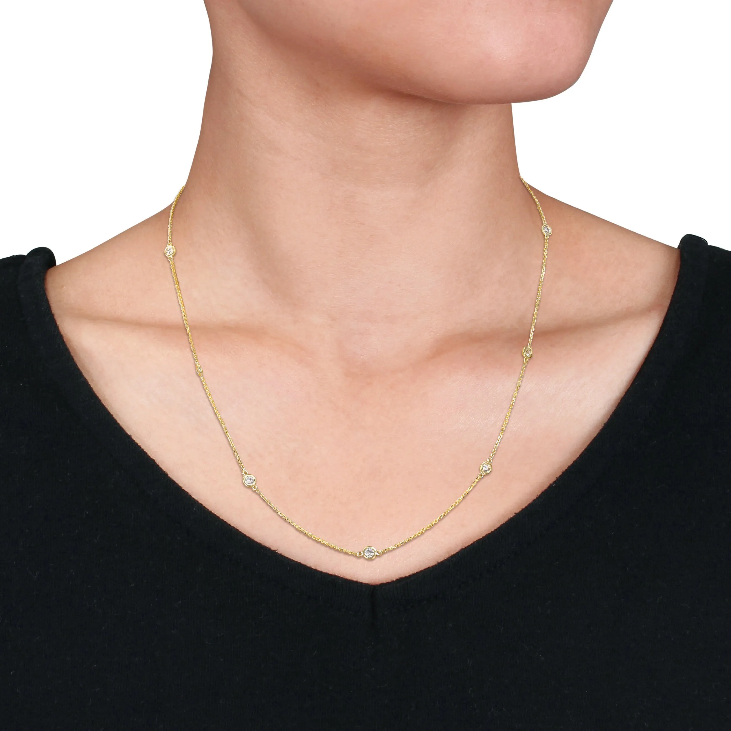 Diamond By The Yard Station Necklace 18"