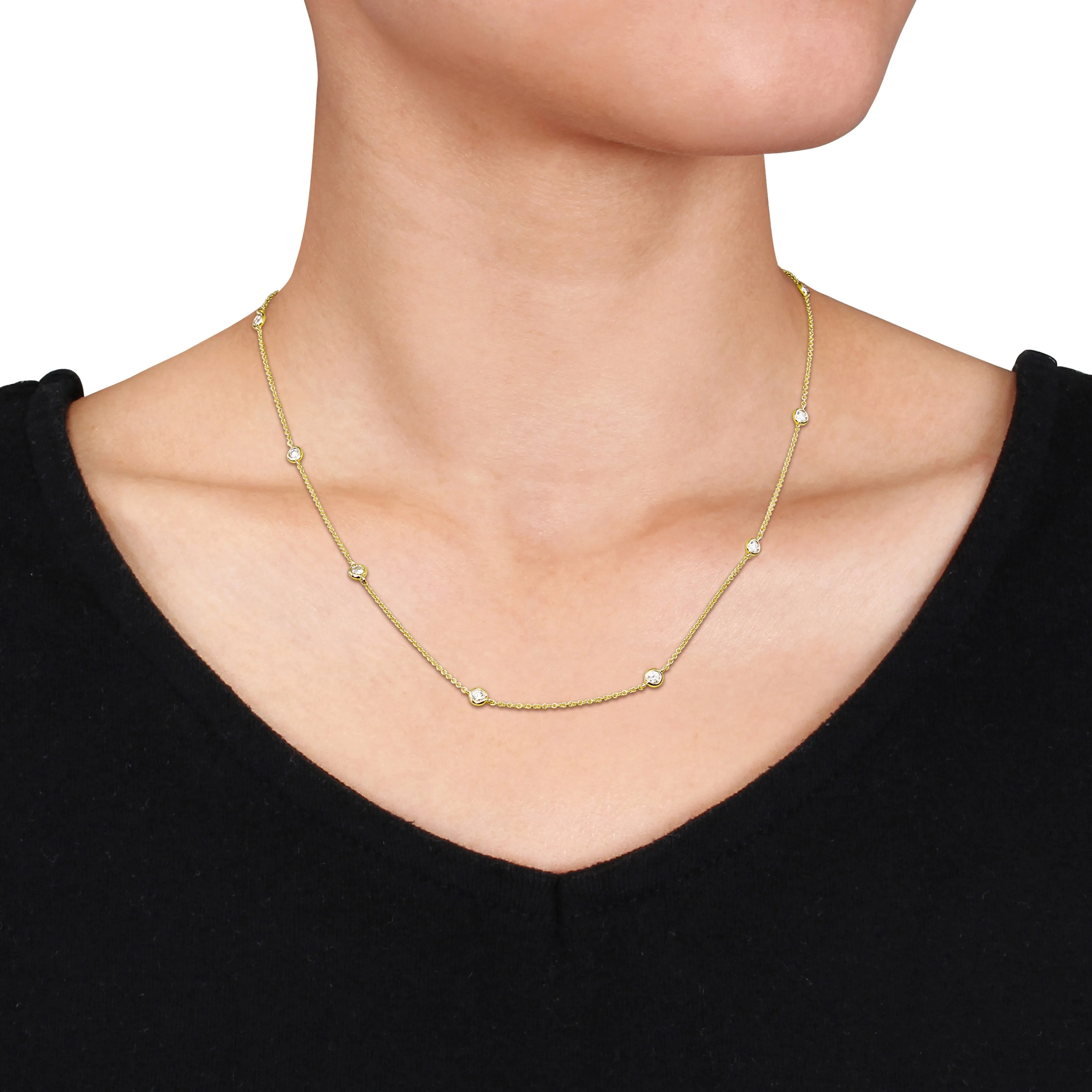 Diamond By The Yard Station Necklace 18"