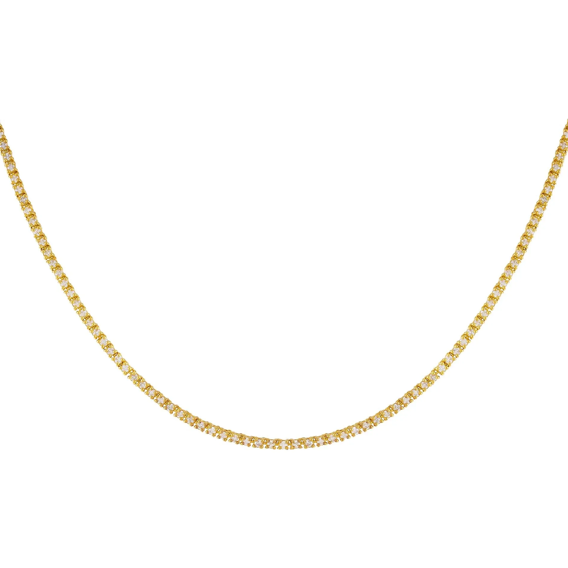 Diamond Thin Dainty Tennis Necklace 14K