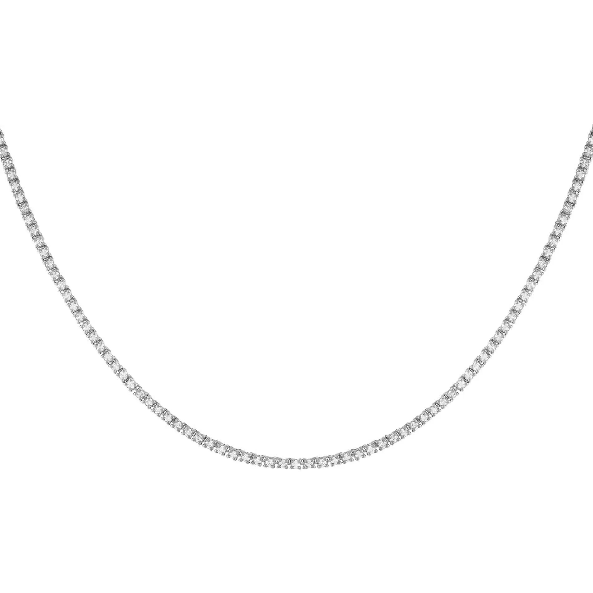 Diamond Thin Dainty Tennis Necklace 14K