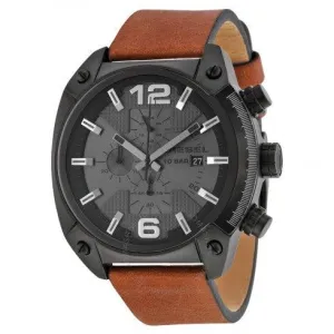 Diesel Chronograph Grey Dial Brown Leather Men's Watch DZ4317