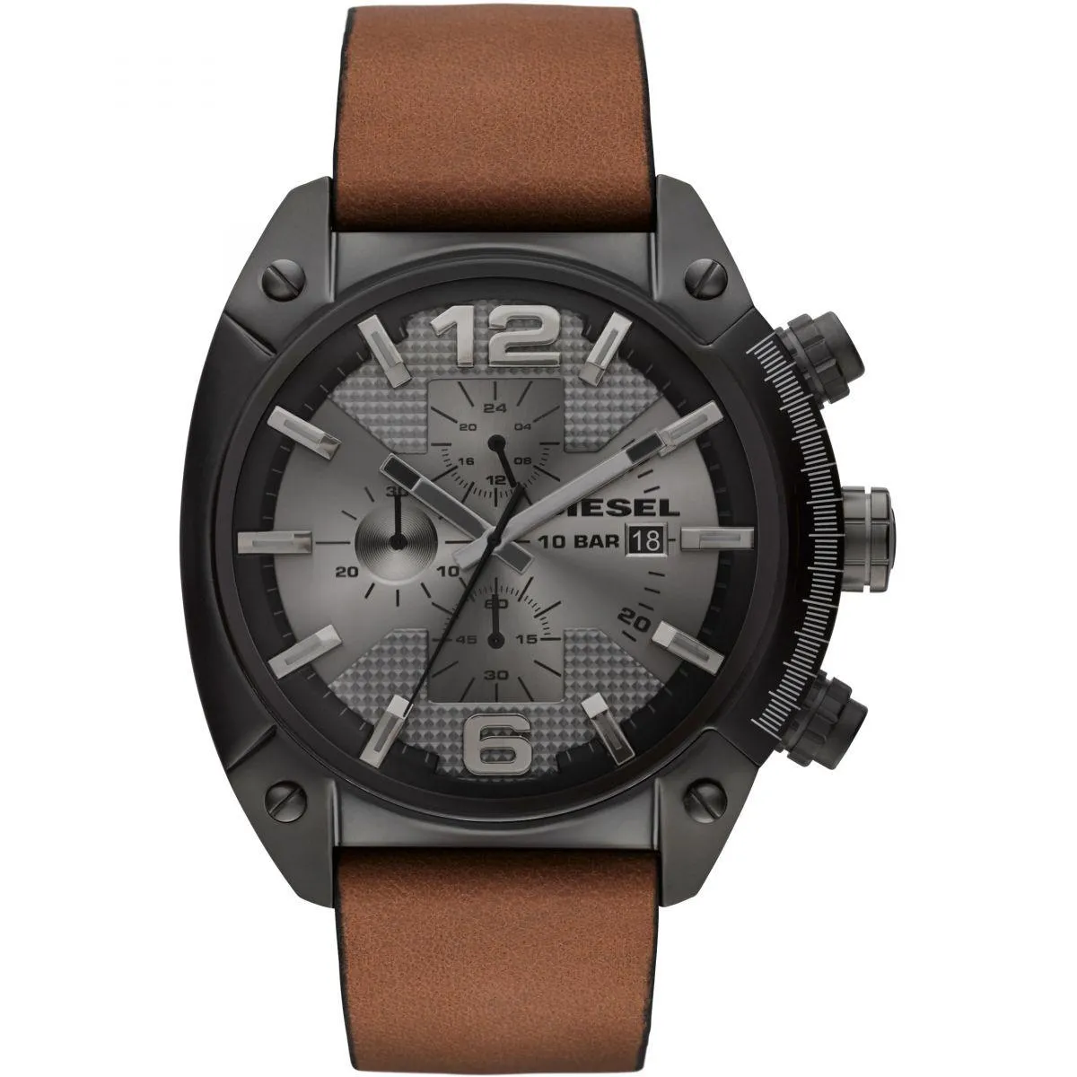 Diesel Chronograph Grey Dial Brown Leather Men's Watch DZ4317