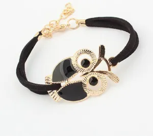Diomedes High Korean Fashion Womens Girls Vintage Owl Decoration Faux Leather Bracelets Jun17