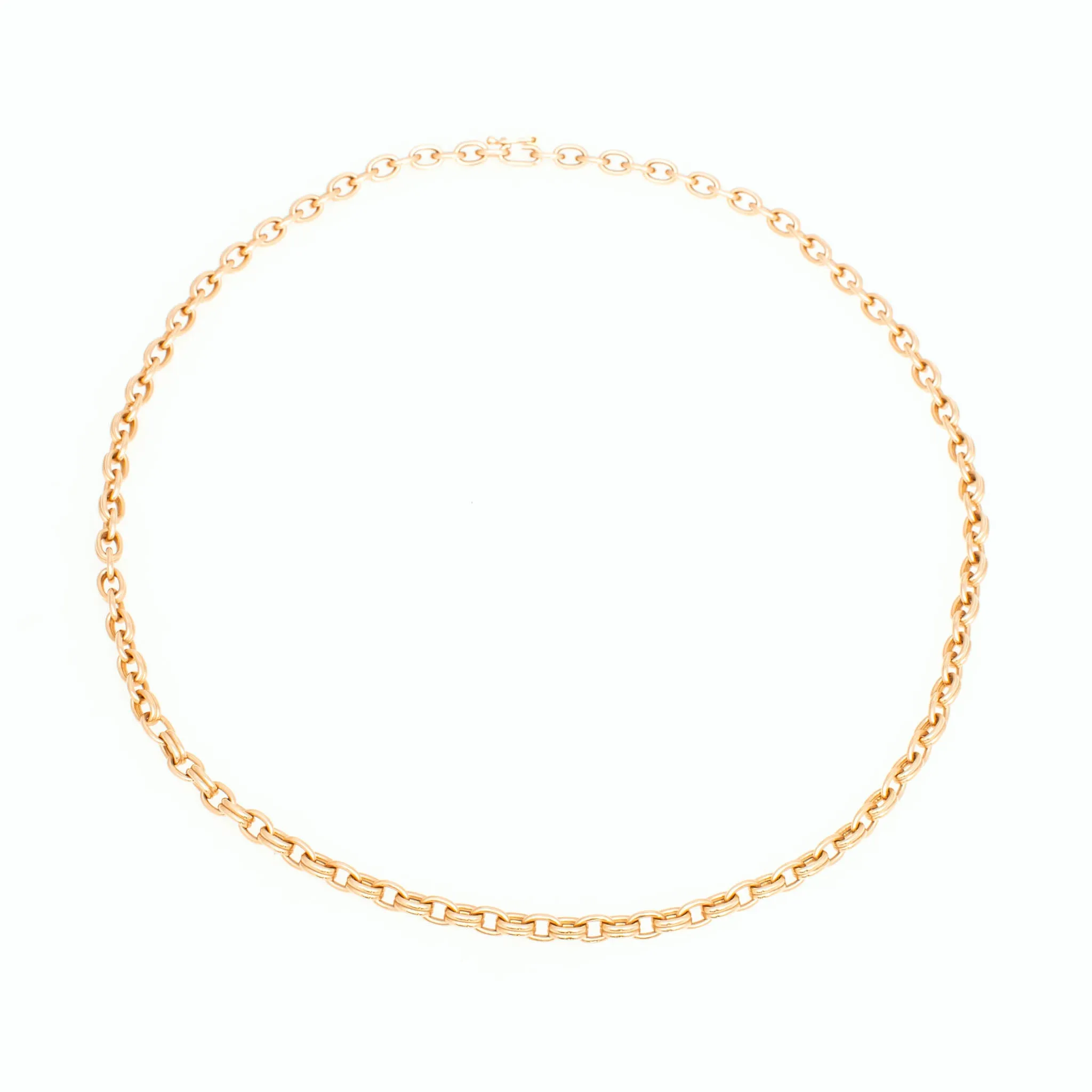 Double Chain Necklace, 18K Yellow Gold, Medium Link, 18"