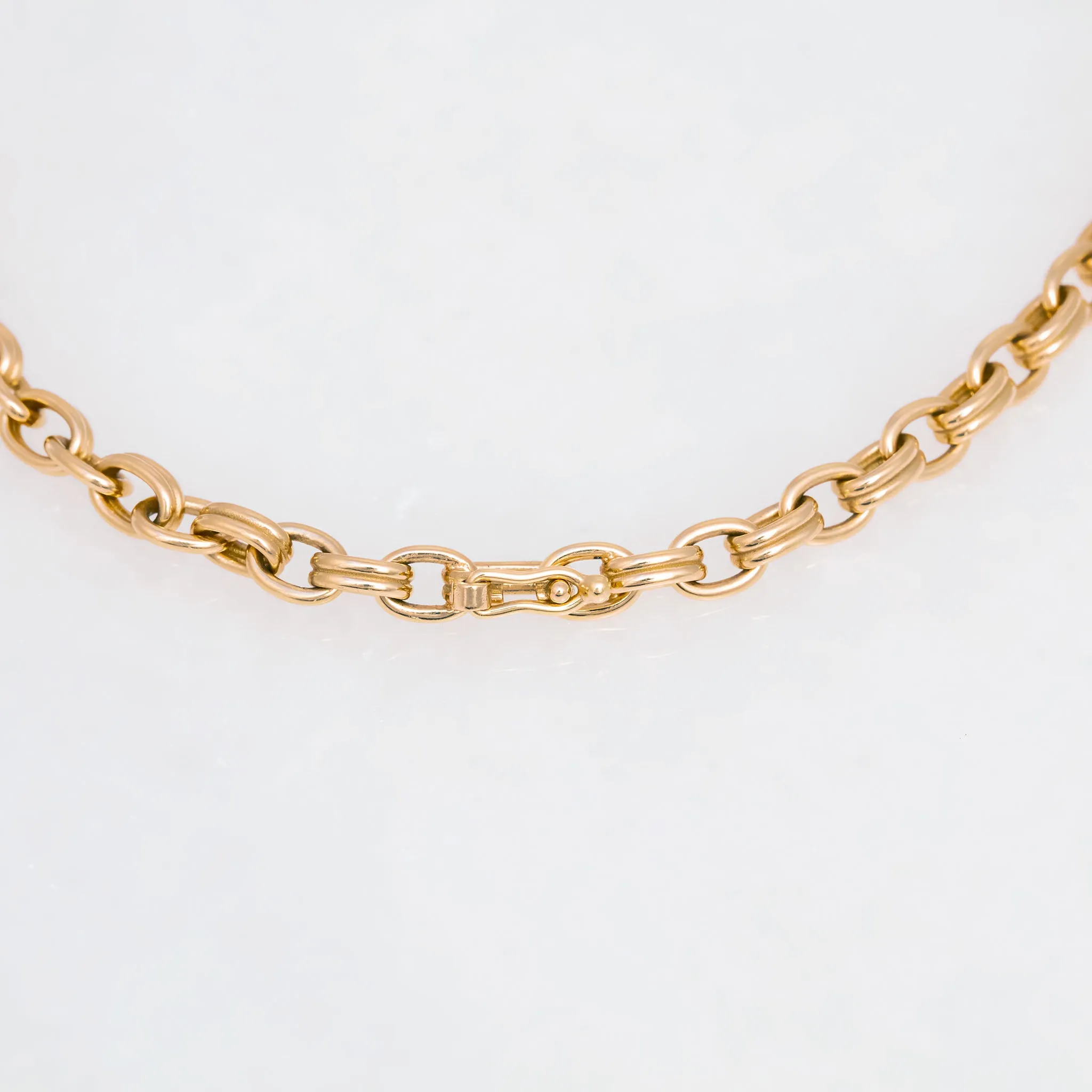 Double Chain Necklace, 18K Yellow Gold, Medium Link, 18"