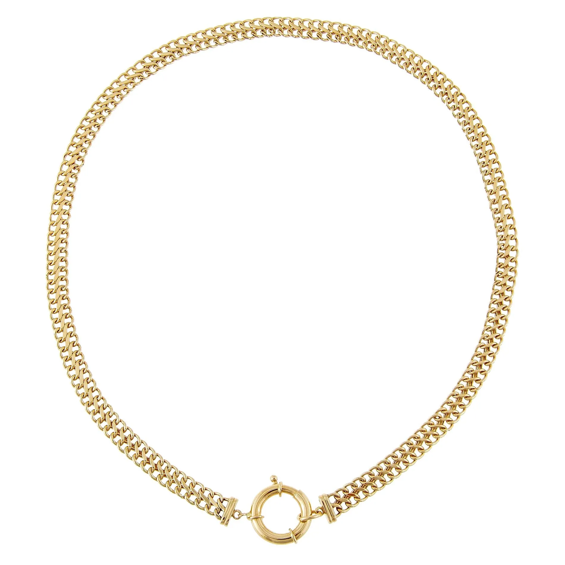 Double Cuban Toggle Necklace 14K