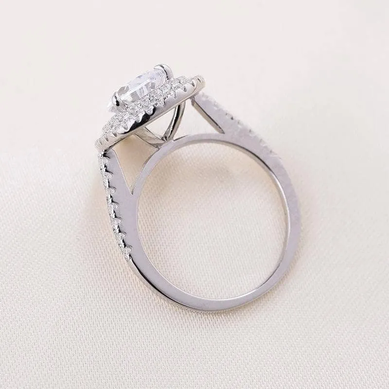 Double Halo Pear Cut 3-Pieces Wedding Set