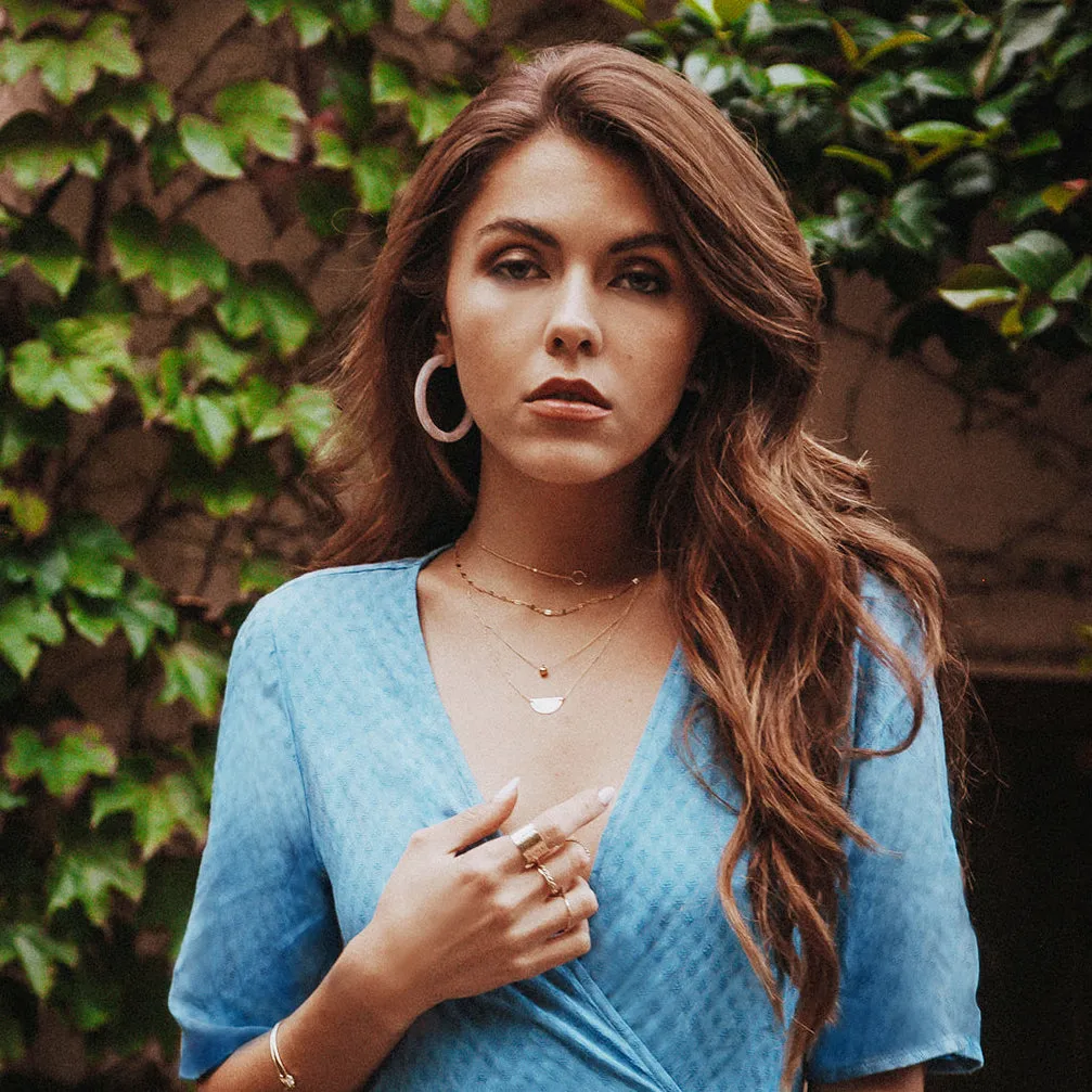 Double Layer Half Circle & Ball Necklace