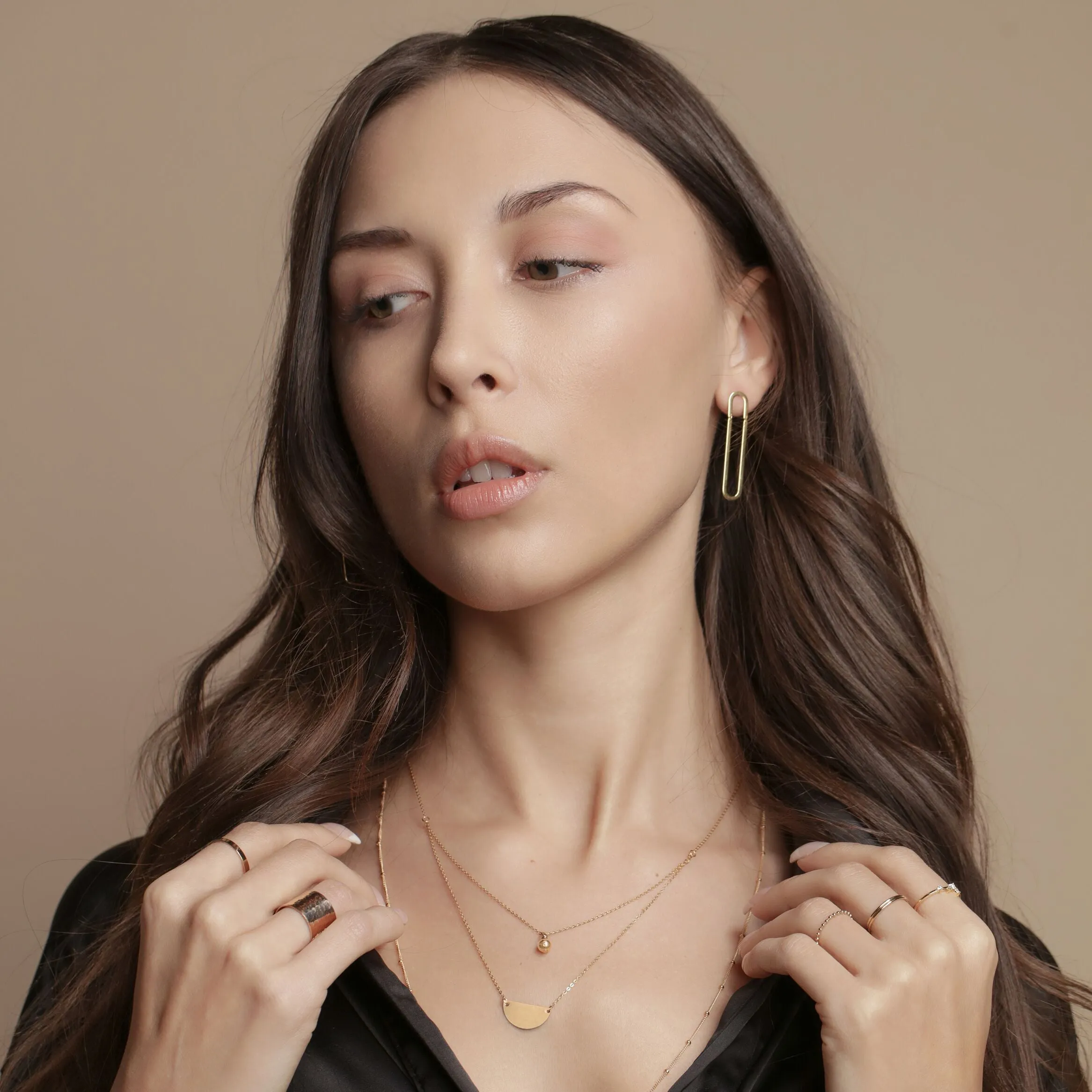 Double Layer Half Circle & Ball Necklace