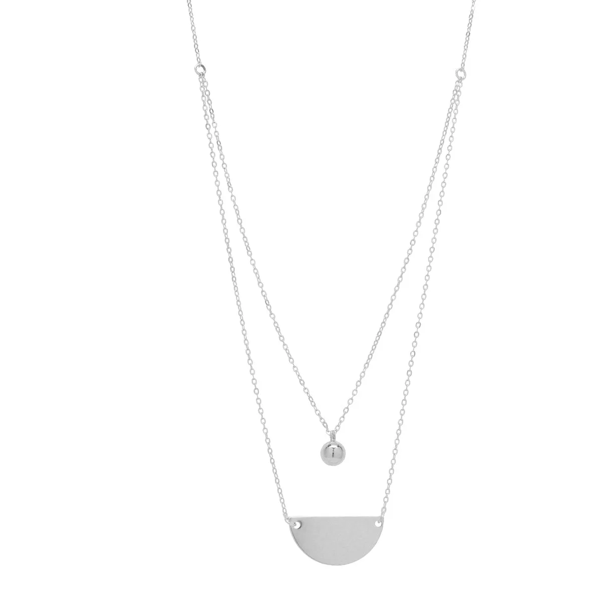 Double Layer Half Circle & Ball Necklace