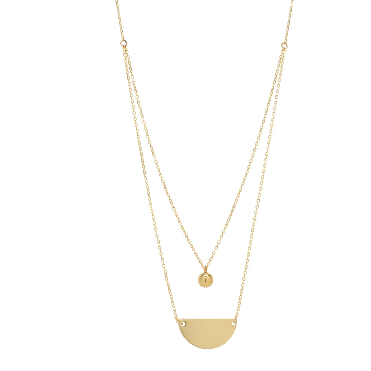 Double Layer Half Circle & Ball Necklace