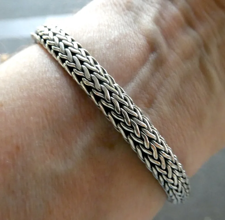Dragon Bracelet, Heavy Woven 925 Sterling Silver