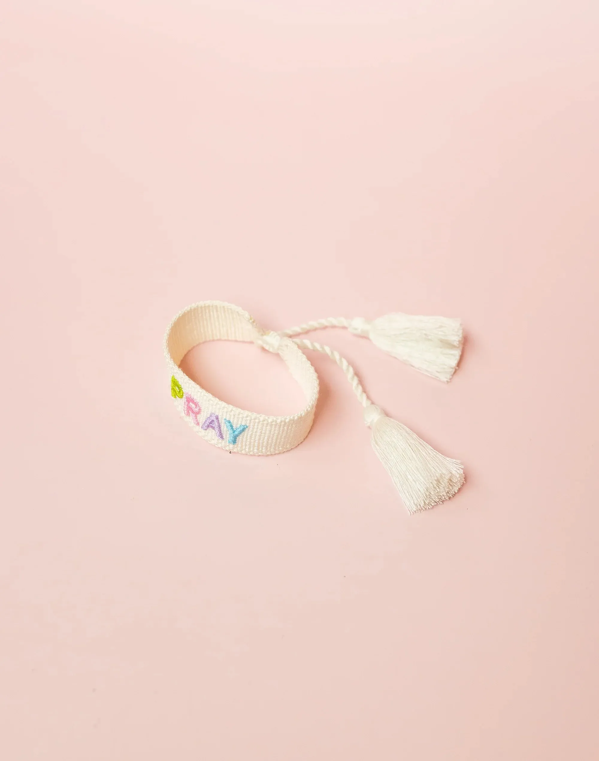 Embroidered "Pray" Bracelet