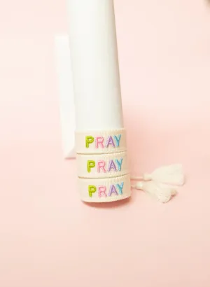 Embroidered "Pray" Bracelet