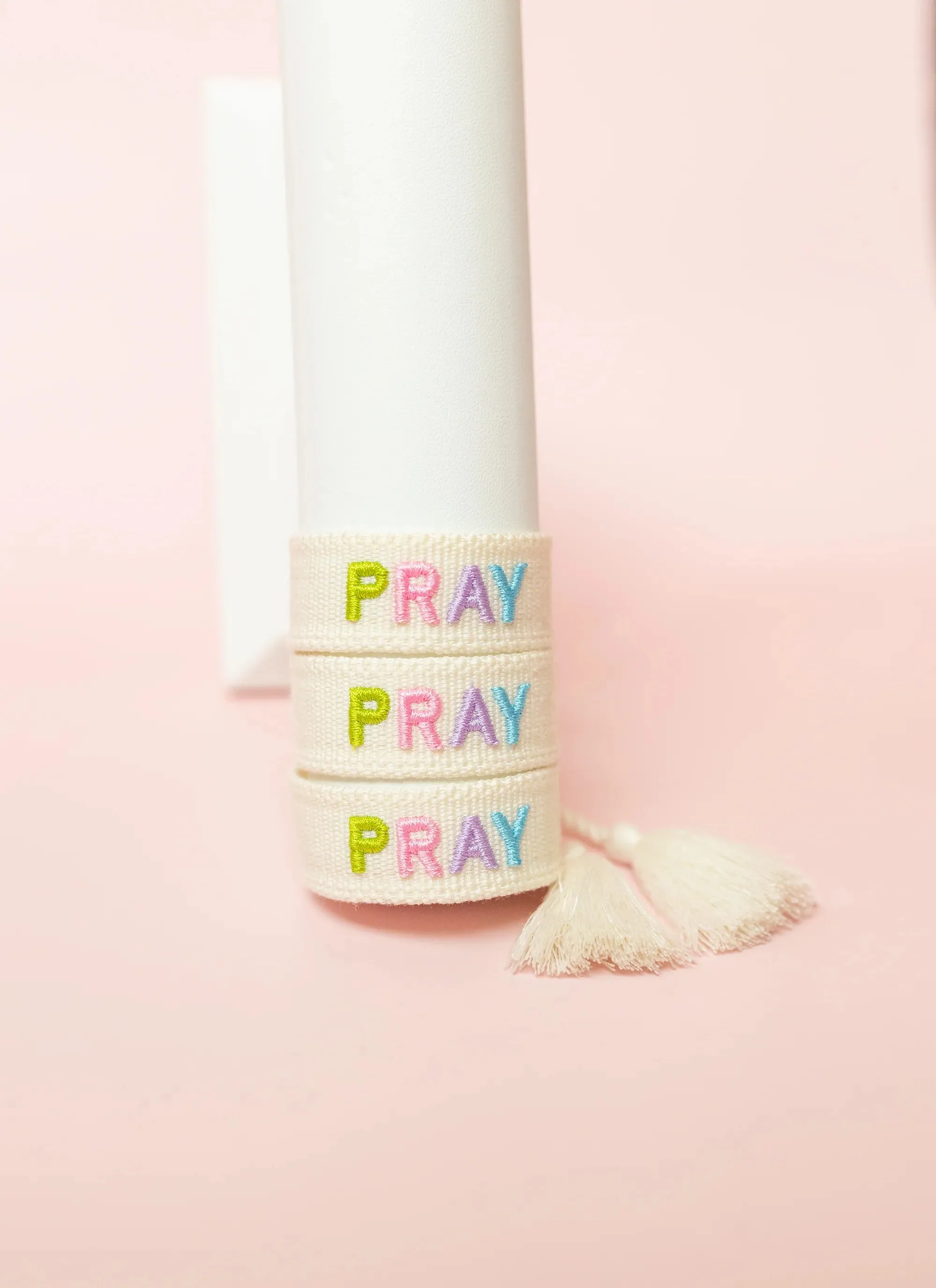 Embroidered "Pray" Bracelet