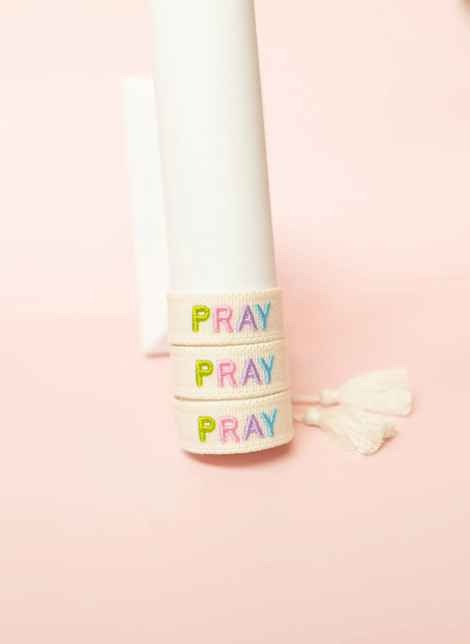 Embroidered "Pray" Bracelet