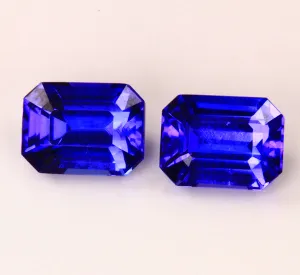 Emerald Cut Tanzanite Matched Pair 4.04 Carats
