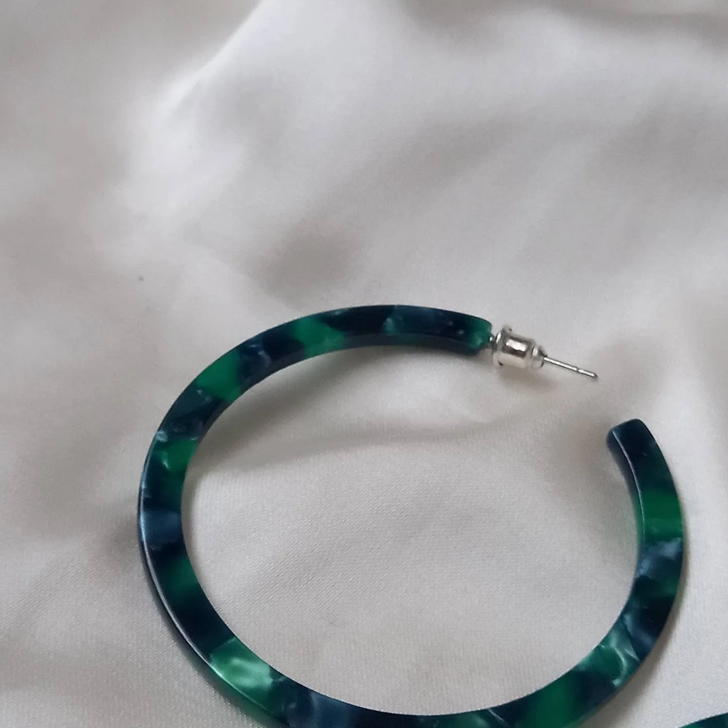 Emerald Green Resin Hoop Earrings -  Resin Earrings, Thin Hoop Earrings, Thin Resin Earrings, Earrings In The UK, Hoop Earrings In The UK