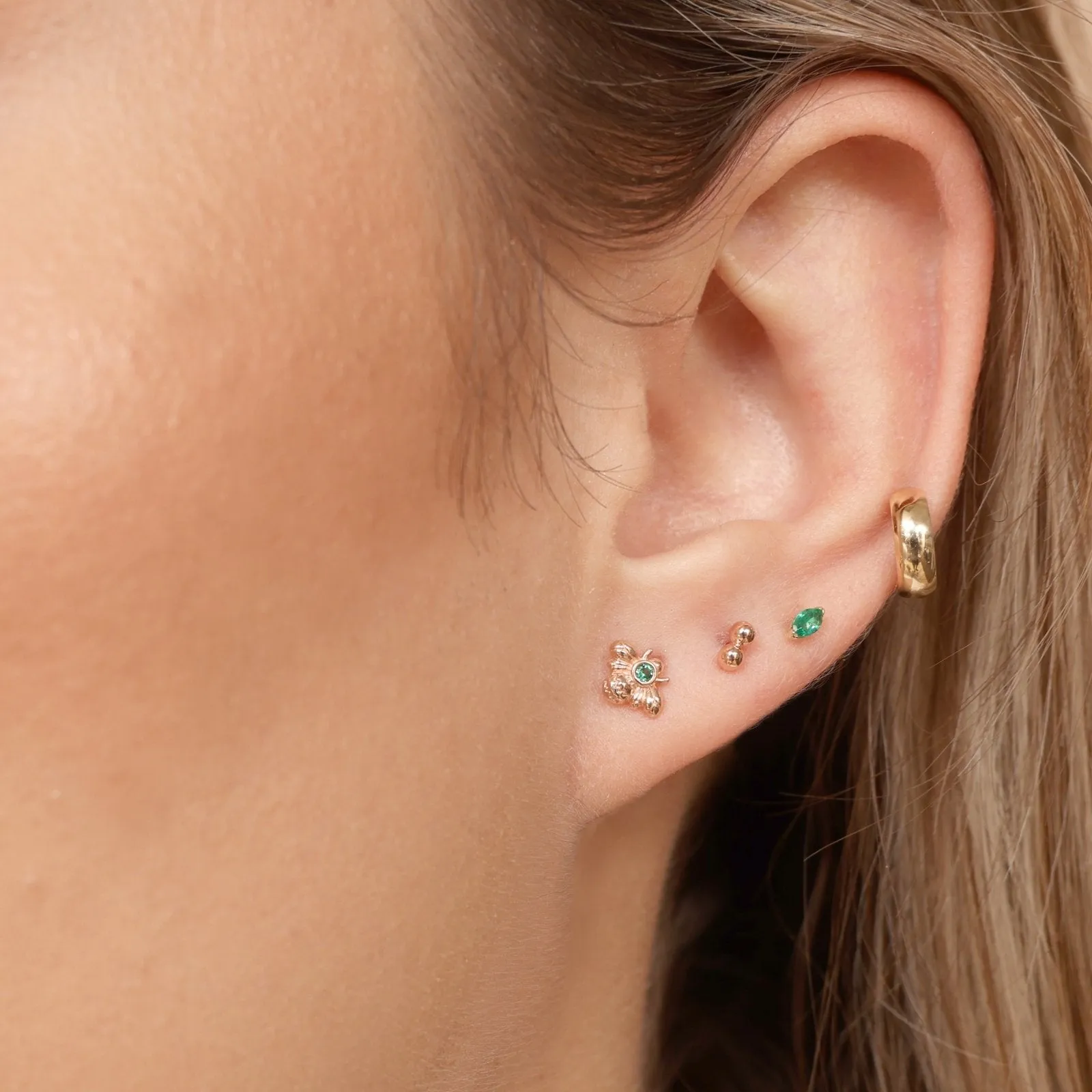 Emerald Marquise Screw Back Earring