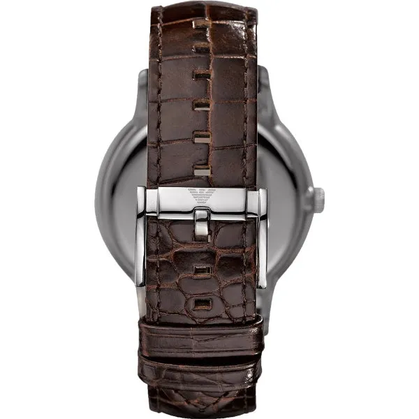 EMPORIO ARMANI Classic Brown Leather Strap Brown Dial Quartz Watch for Gents - AR2413